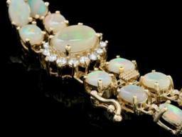 14K Gold 12.13ct Opal 1.39ct Diamond Bracelet