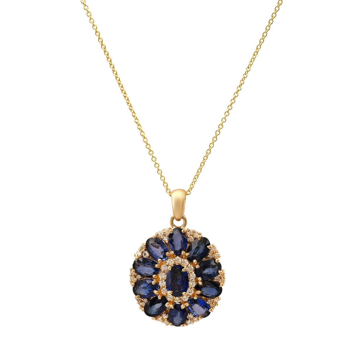 14K Yellow Gold Setting with 5.24ct Sapphire and 0.67ct Diamond Pendant