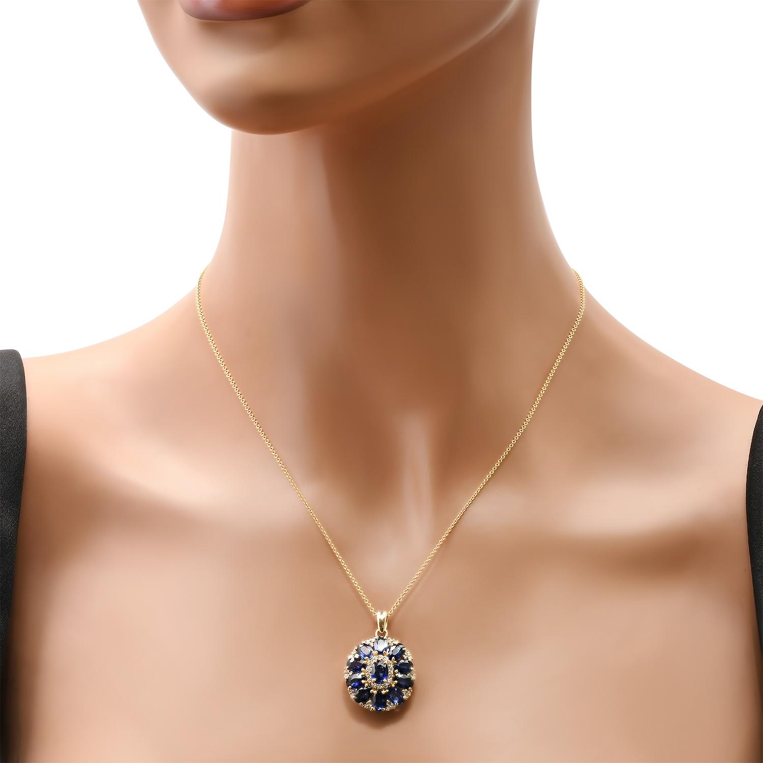 14K Yellow Gold Setting with 5.24ct Sapphire and 0.67ct Diamond Pendant