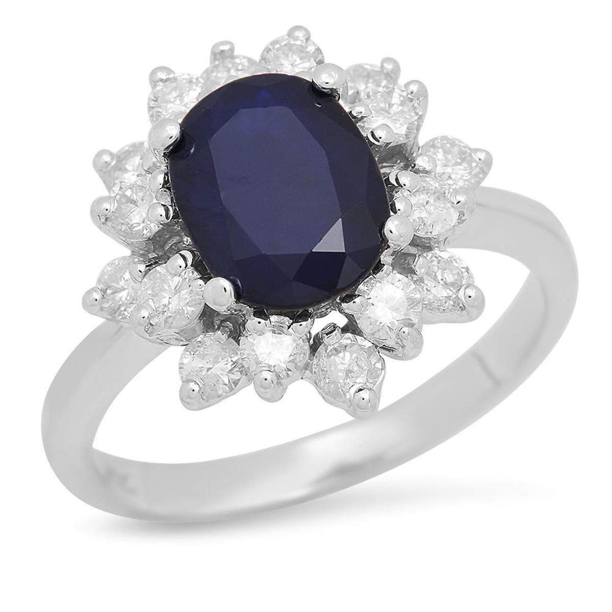 14K White Gold 2.00ct Sapphire and 0.86ct Diamond Ring