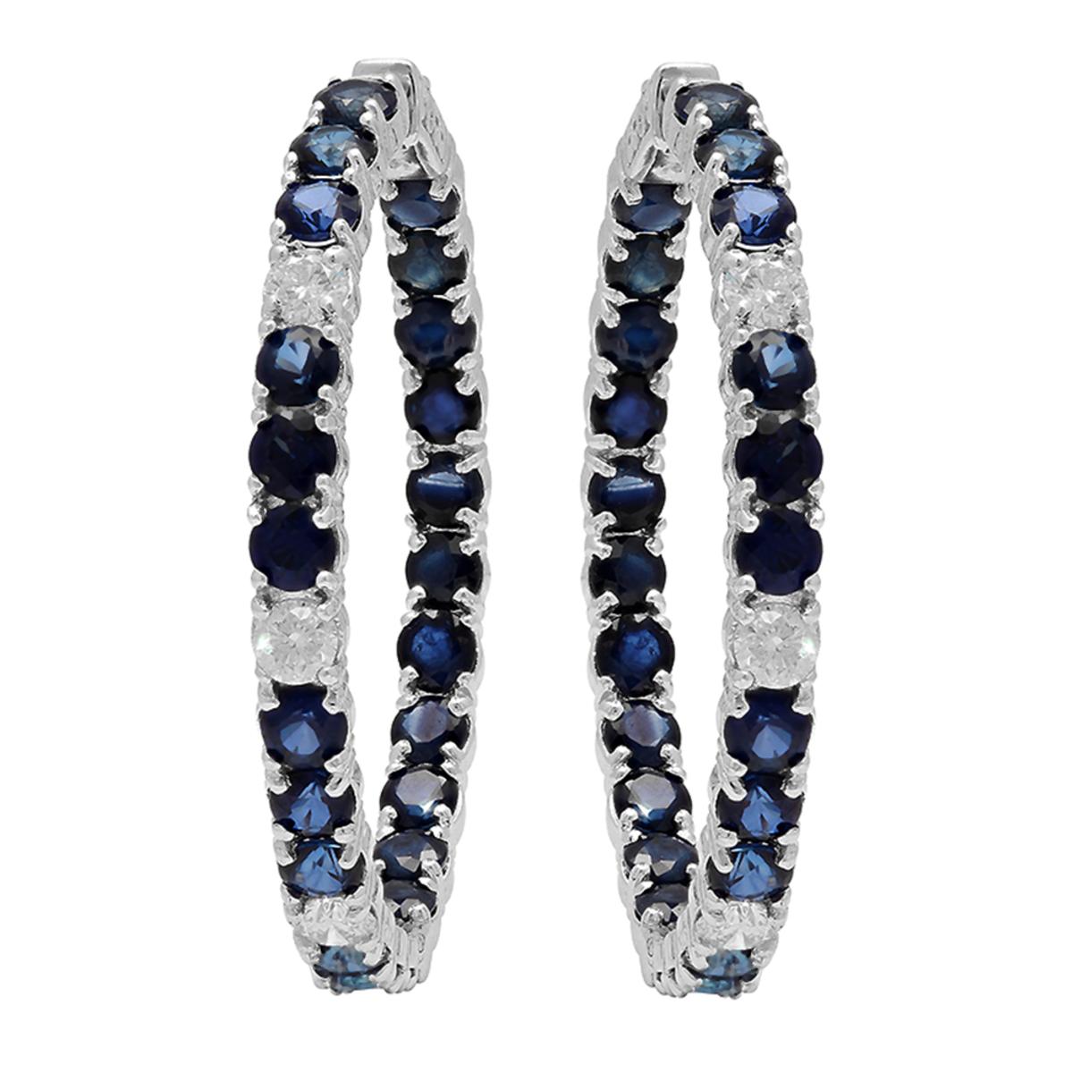 14k White Gold 8.53ct Sapphire 0.92ct Diamond Earrings