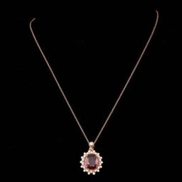 14K Gold 6.23ct Ruby 0.91ct Diamond Pendant