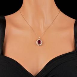 14K Gold 6.23ct Ruby 0.91ct Diamond Pendant