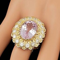 14K Yellow and Pink Gold 14.15ct Kunzite and 2.07ct Diamond Ring