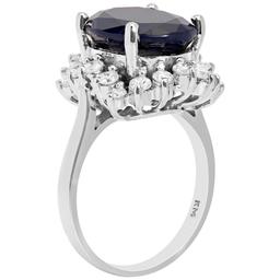 14k White Gold 7.60ct Sapphire 1.01ct Diamond Ring