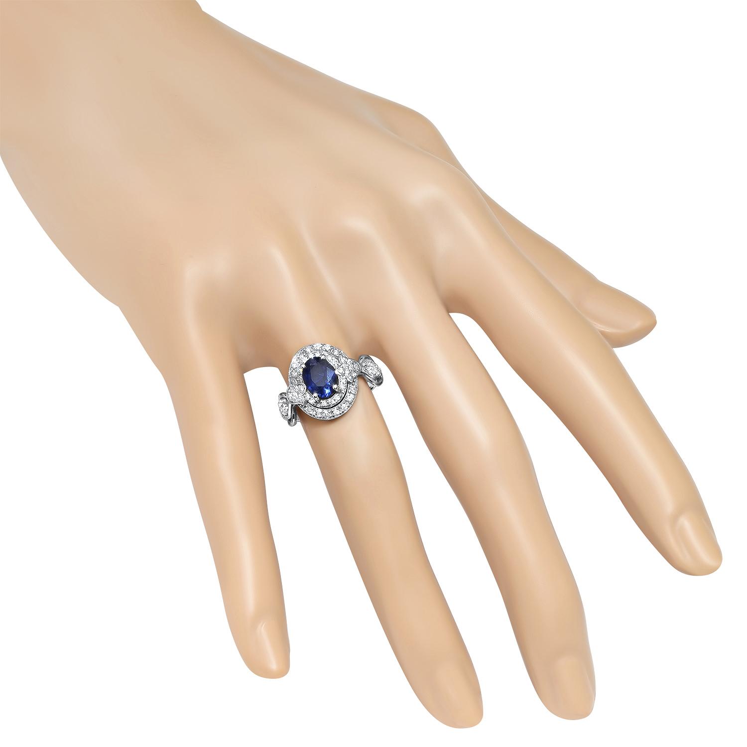 14K White Gold 1.62ct Sapphire and 0.56ct Diamond Ring