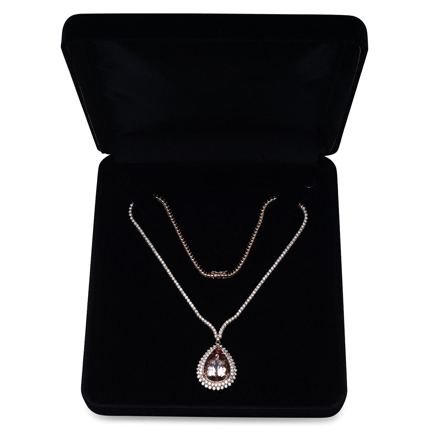 14K Rose Gold with 19.26ct Morganite and 5.42ct Diamond Necklace