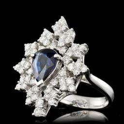 14K White Gold 1.92ct Sapphire and 1.60ct Diamond Ring