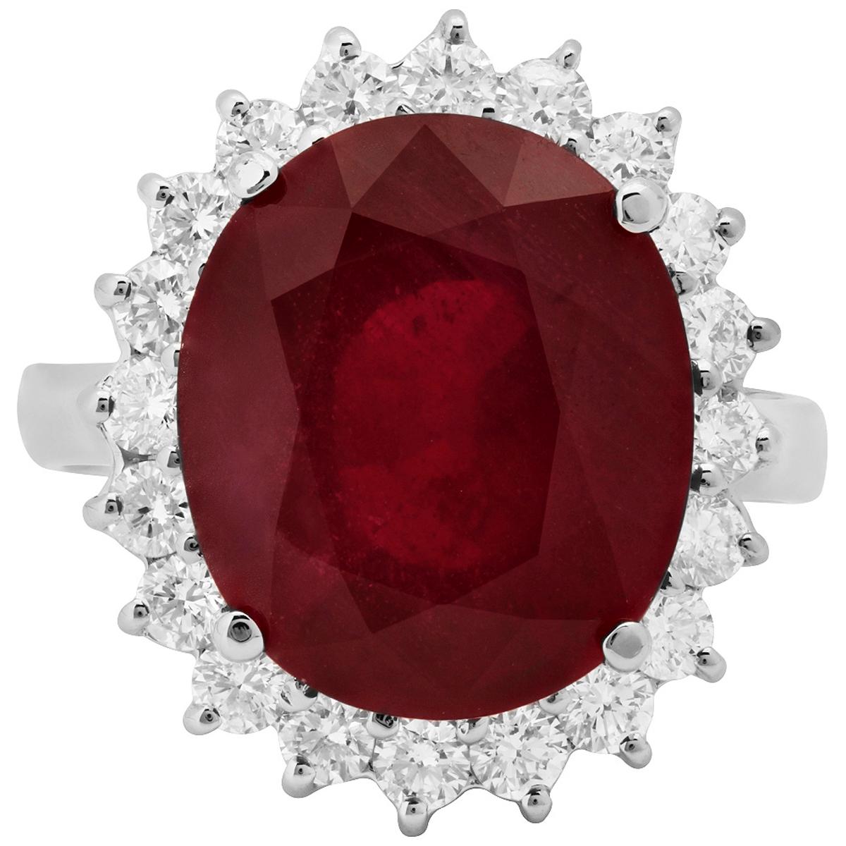 14k White Gold 9.65ct Ruby 0.93ct Diamond Ring