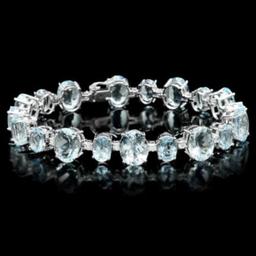 14K Gold 39.22ct Aquamarine 1.29ct Diamond Bracelet