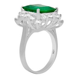 14k White Gold 4.21ct Emerald 2.01ct Diamond Ring