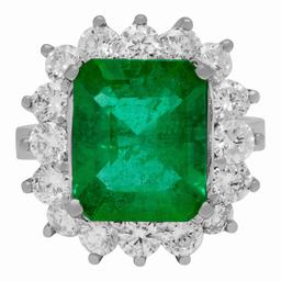 14k White Gold 4.21ct Emerald 2.01ct Diamond Ring