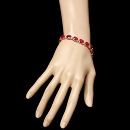 14k Gold 35.99ct Ruby 1.46ct Diamond Bracelet