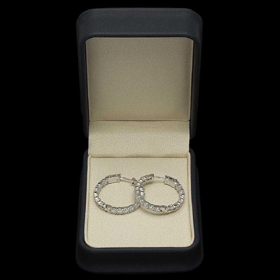 14K White Gold and 6.10ct Diamond Hoop Earrings