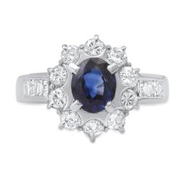 Platinum Setting with 0.95ct Sapphire and 1.03ct Diamond Ladies Ring