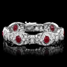 14K Gold 10.91ct Ruby 6.92ct Diamond Bracelet