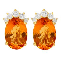 14k Yellow Gold 20.64ct Citrine 1.53ct Diamond Earrings