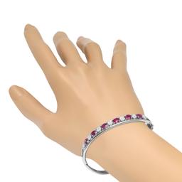 18K White Gold Setting with 3.0ct Ruby and 1.0ct Diamond Bangle Bracelet