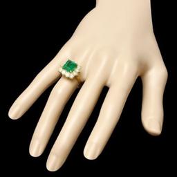 14K Yellow Gold 3.92ct Emerald and 1.98ct Diamond Ring