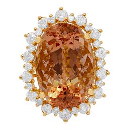 14k Yellow Gold 22.96ct Morganite 2.09ct Diamond Ring