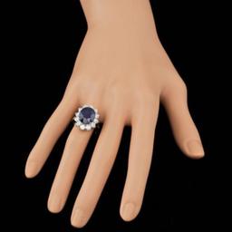 14K White Gold 6.85ct Sapphire and 1.99ct Diamond Ring