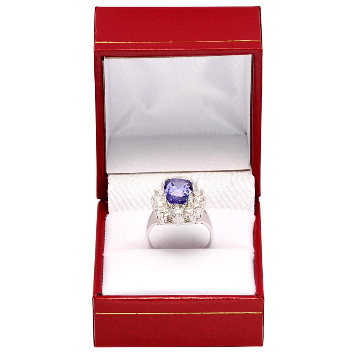 14k White Gold 4.52ct Tanzanite 1.71ct Diamond Ring