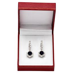 14k White Gold 4.96ct Sapphire 1.92ct Diamond Earrings