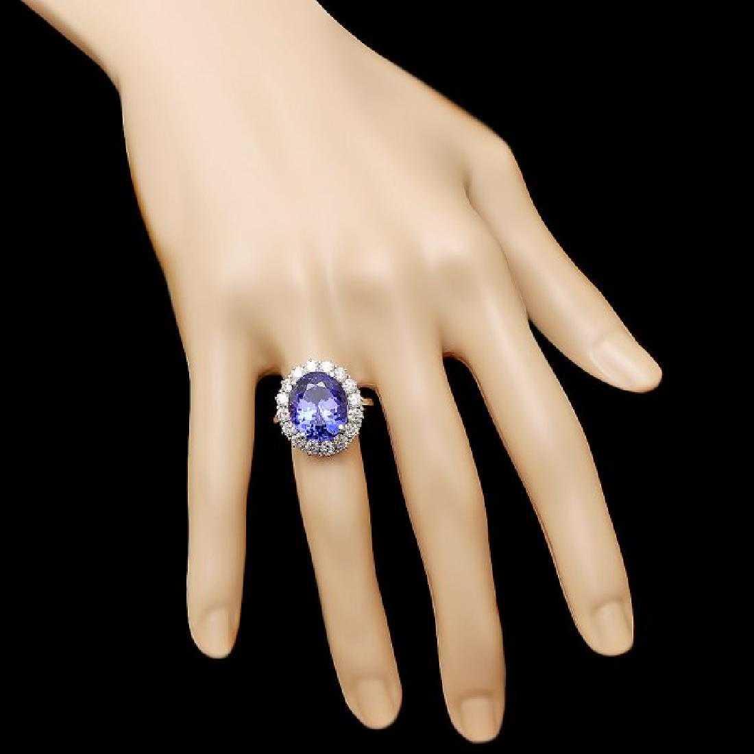 14K White Gold 9.39ct Tanzanite and 1.49ct Diamond Ring