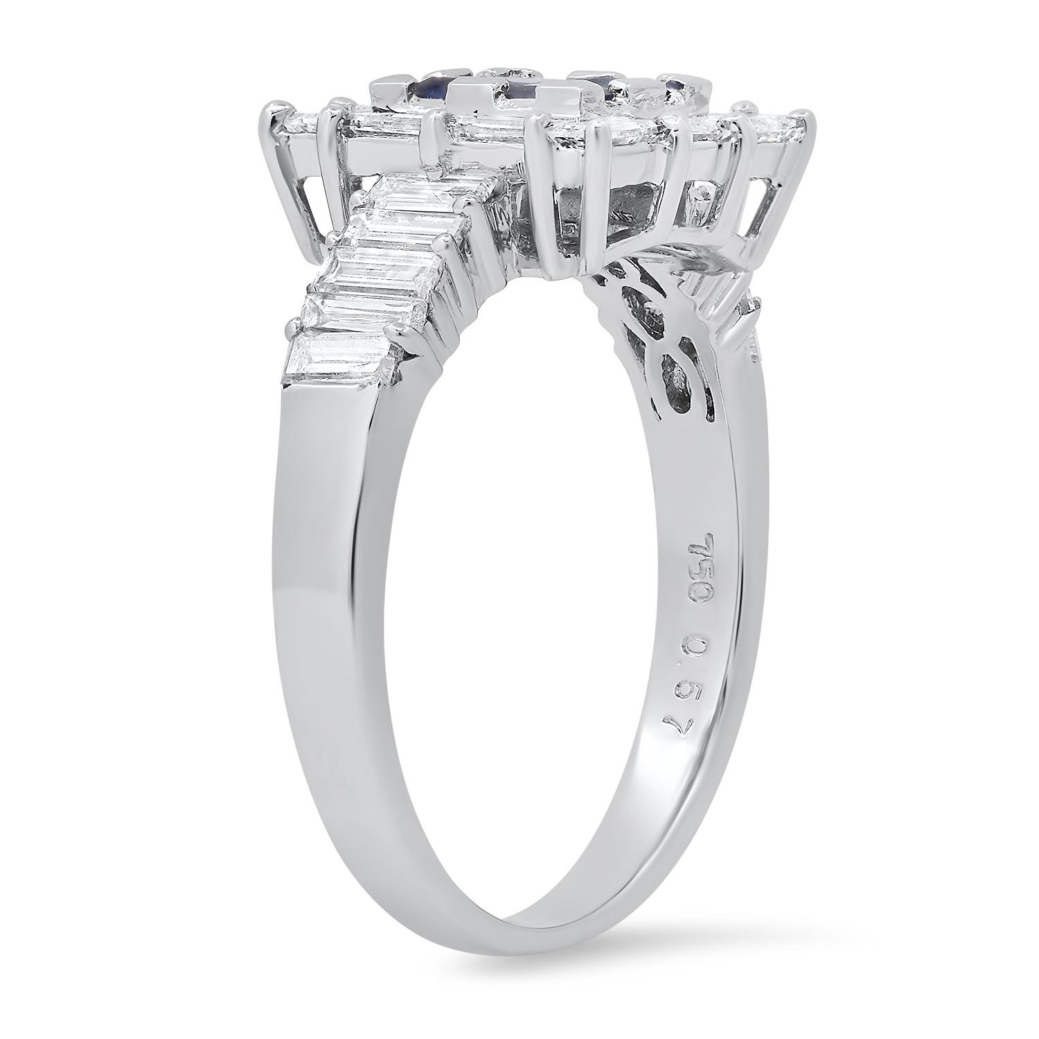 18K White Gold Setting with 0.57ct Sapphire and 0.99ct Diamond Ladies Ring