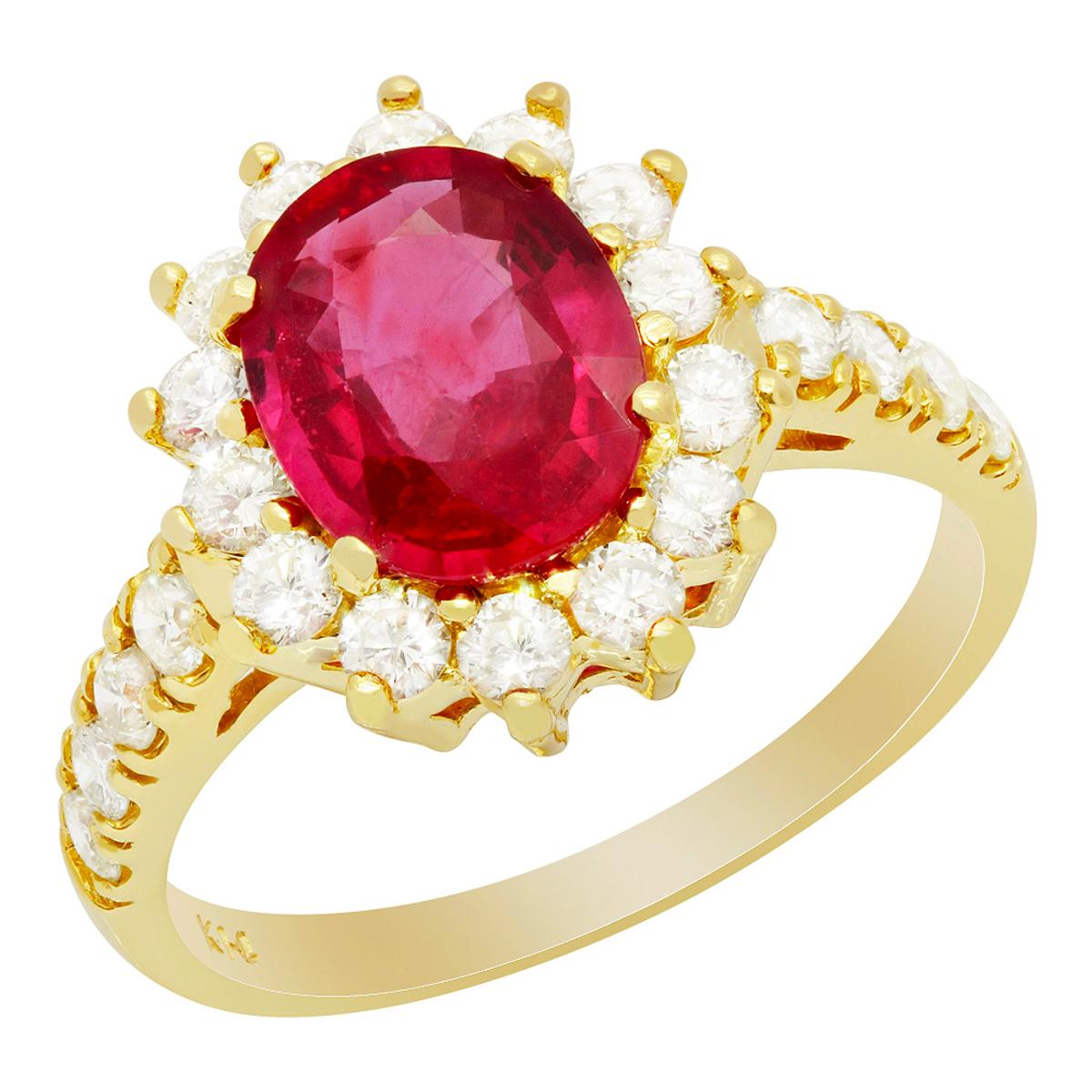 14k Yellow Gold 2.17ct Ruby 0.91ct Diamond Ring