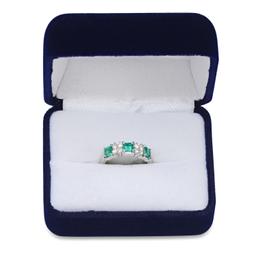 Platinum Setting wit 0.84ct Emerald and 0.33ct Diamond Ladies Ring