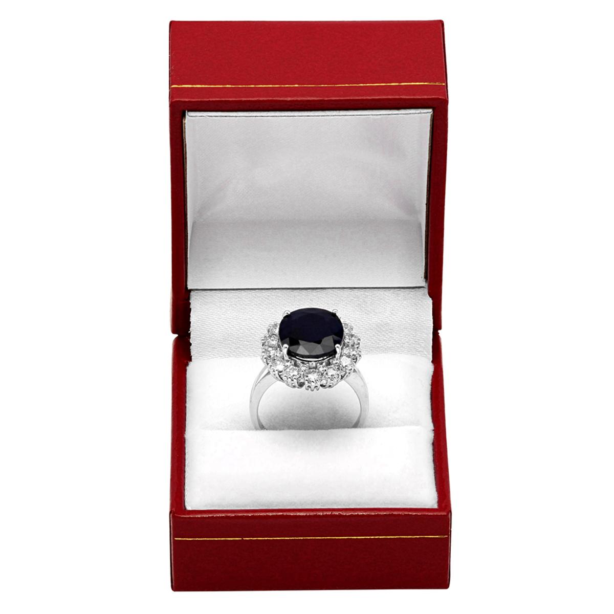 14k White Gold 6.17ct Sapphire 1.64ct Diamond Ring