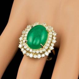 14K Yellow Gold 6.71ct Natural Jadeite and 2.01ct Diamond Ring