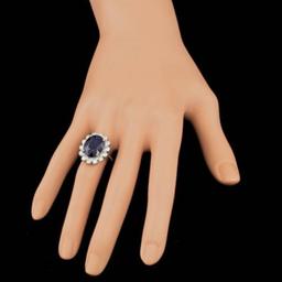 14K White Gold 10.87ct Sapphire and 1.46ct Diamond Ring