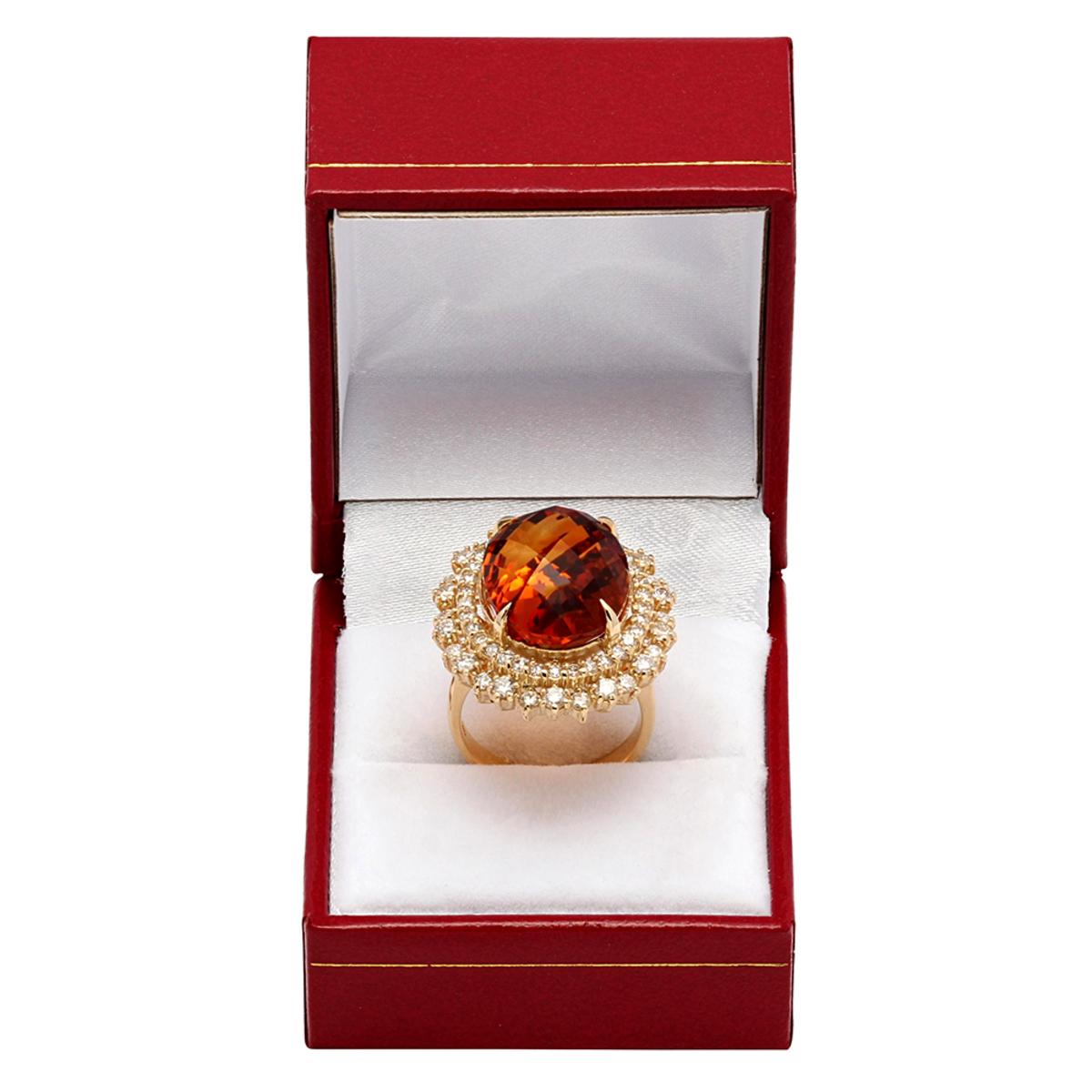 14k Yellow Gold 17.71ct Citrine 2.19ct Diamond Ring