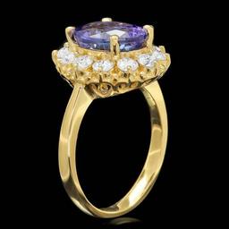 14K Yellow Gold 3.92ct Tanzanite and 0.84ct Diamond Ring