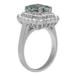 14k White Gold 2.03ct Aquamarine 1.12ct Diamond Ring