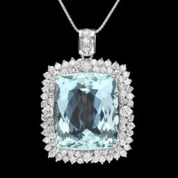 14K Gold 38.19ct Aquamarine 3.51ct Diamond Pendant