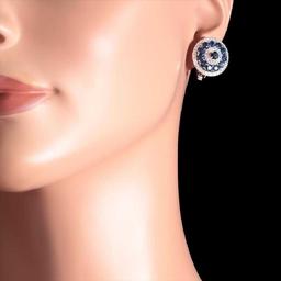 14K White Gold 4.54ct Sapphire and 1.66ct Diamond Earrings