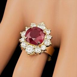 14K Yellow Gold 5.57ct Ruby and 1.88ct Diamond Ring