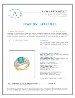 18K Yellow Gold Setting with 2.14ct Emerald and 0.82ct Diamond Ladies Ring