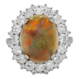 14k White Gold 3.78ct Opal 1.84ct Diamond Ring