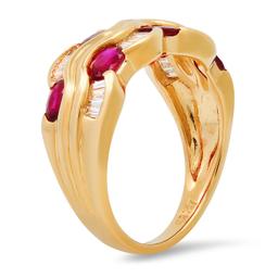 18K Yellow Gold Setting with 1.37ct Ruby and 0.45ct Diamond Ladies Ring