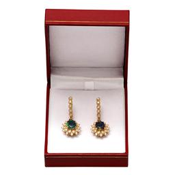14k Yellow Gold 3.65ct Opal 1.59ct Diamond Earrings