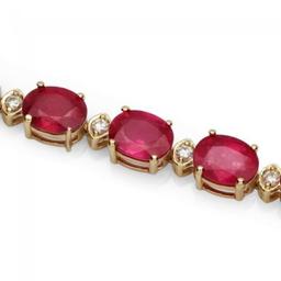 14k Gold 35.17ct Ruby 1.12ct Diamond Bracelet