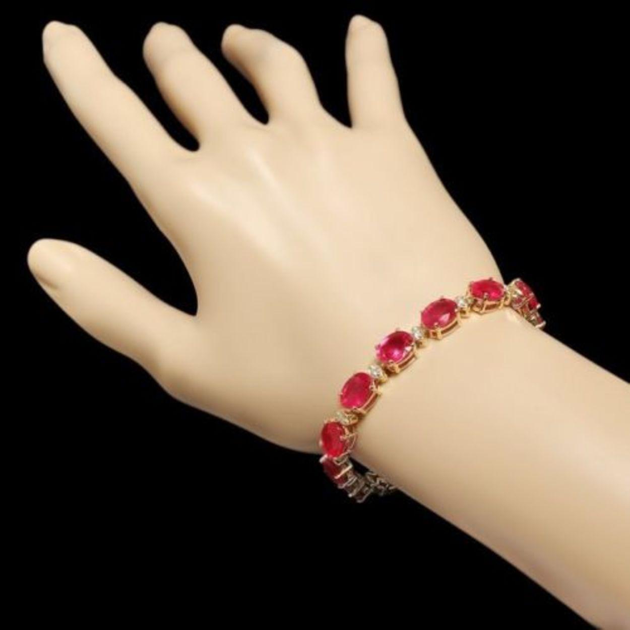 14k Gold 35.17ct Ruby 1.12ct Diamond Bracelet