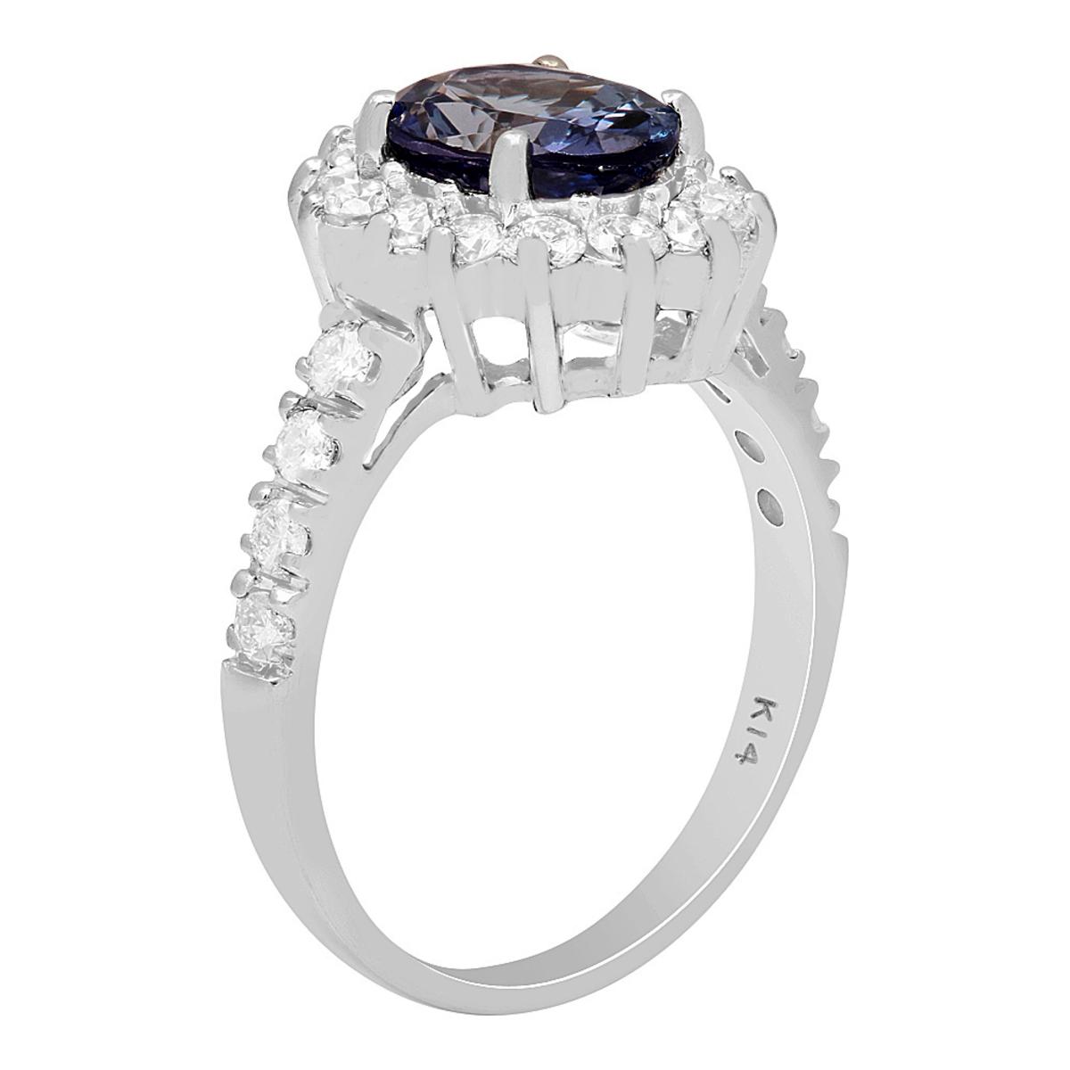 14k White Gold 1.79ct Tanzanite 0.80ct Diamond Ring