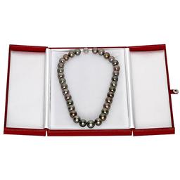 12-14.5mm Natural Black Pearl Necklace