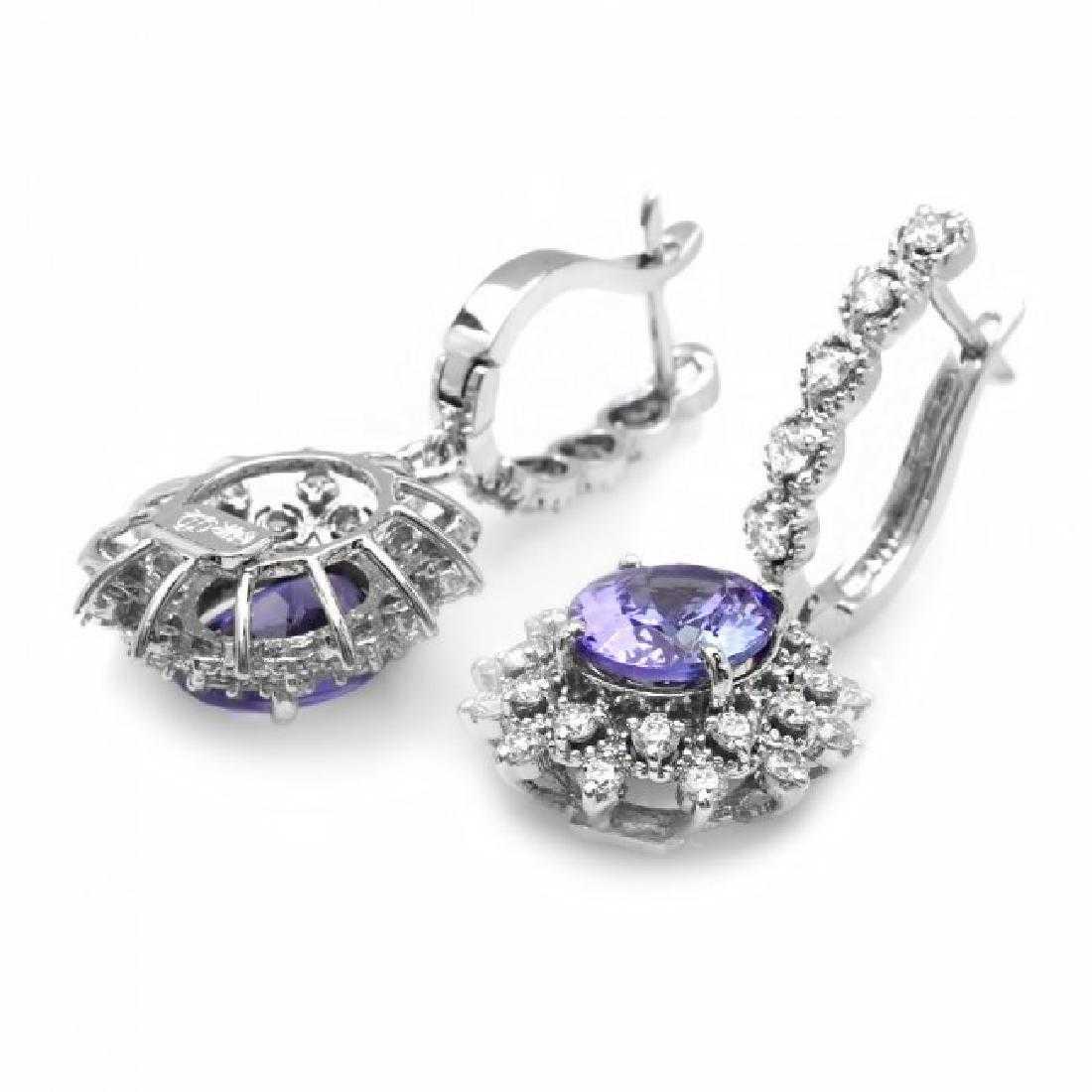 14K White Gold 4.76ct Tanzanite and 1.62ct Diamond Earrings