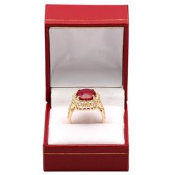 14k Yellow Gold 7.93ct Ruby 1.08ct Diamond Ring